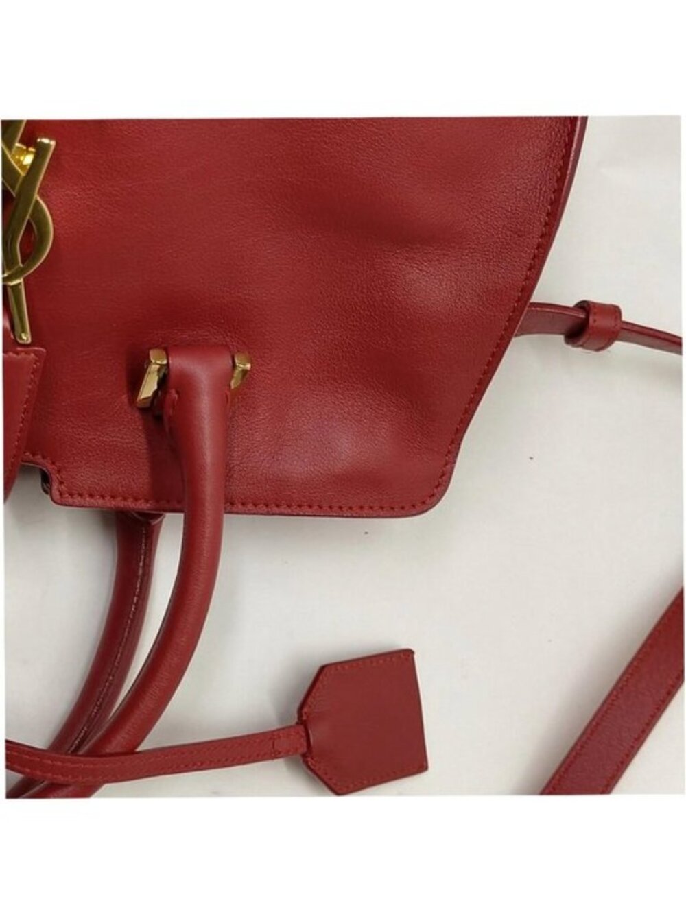 Authentic Saint Laurent Cabas ChYc Red Leather Satchel Crossbody Bag - Picture 9 of 16